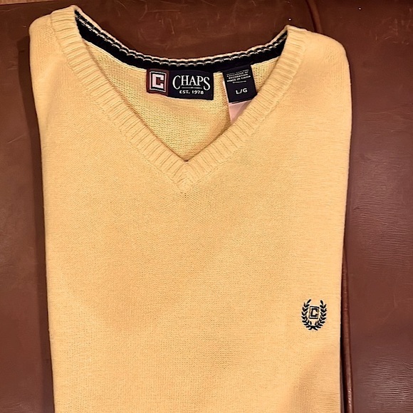 Chaps Yellow Gold V Neck Sweater Vest Large - Picture 4 of 4